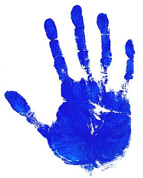 blue handprint